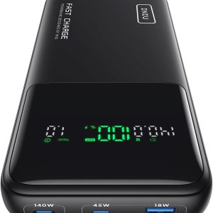INIU 140W Power Bank, 27000mAh High Capacity Laptop Portable Charger, USB C in&Out Tablet Powerbank, Smart Digital Display Phone Charger Compatible with iPhone 16, iPad, MacBook, Laptop etc.