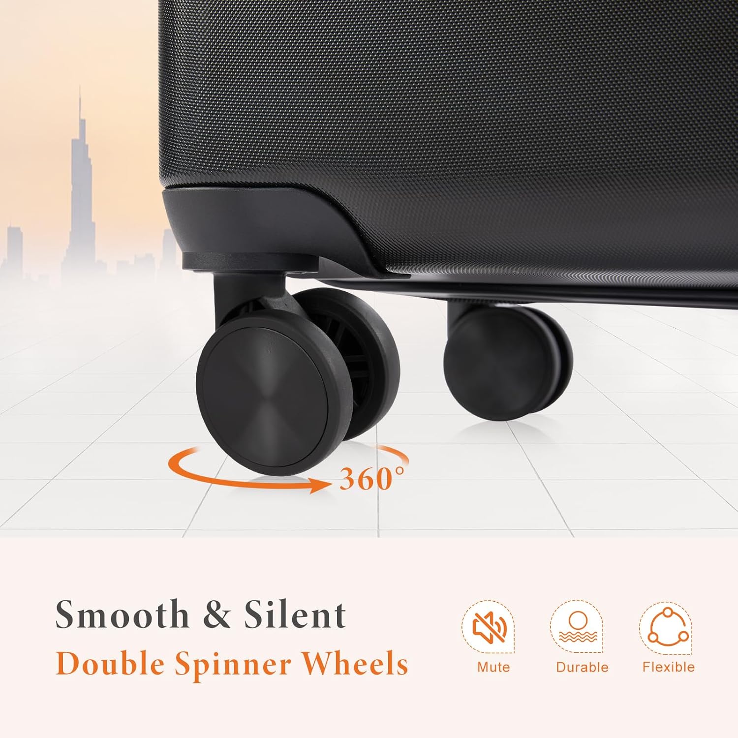 Sweetcrispy 20 inch Carry on Luggage, Hard Shell ABS Suitcase with Double Spinner Wheels, Lightweight Expandable Rolling Suit Case with TSA Lock - Image 4